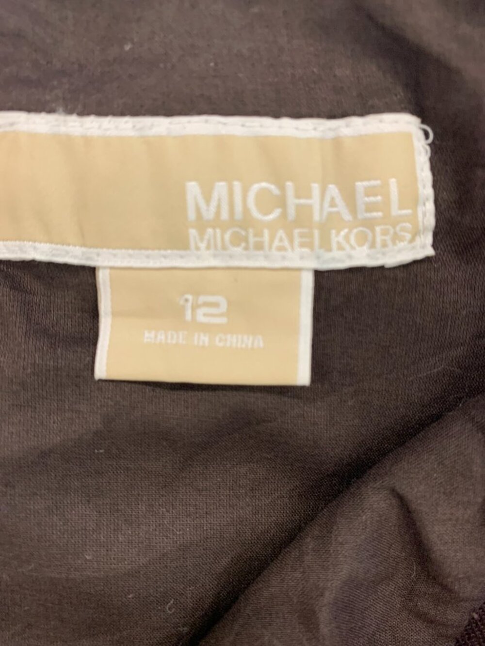 Michael Kors 100% Linen Sleeveless Dress Brown White Trim Lined Summer Size 12 - Picture 3 of 11